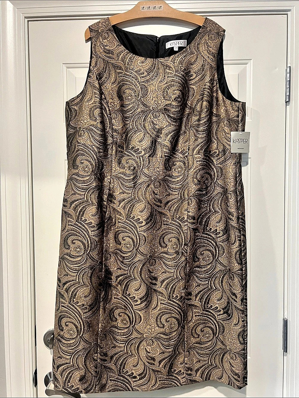 Kasper Paisley Mini Dress Gold/Black Size 20W NWT